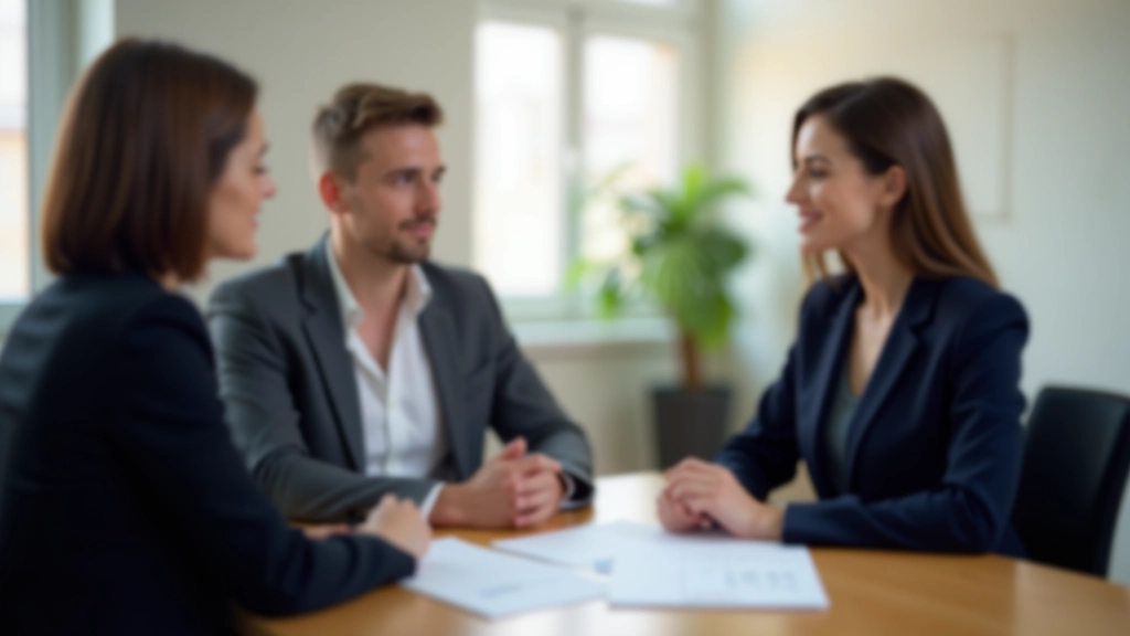 Ambiente profissional de mediação com duas pessoas em conversa colaborativa durante sessão de negociação
